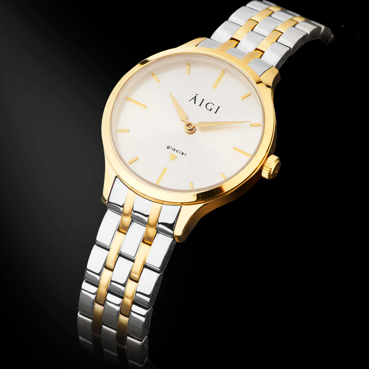 AIGI Glacier Gold 32MM dameklokke two tone lenke