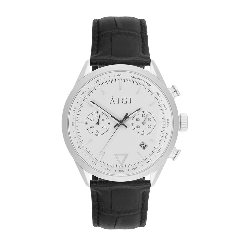 CHRONO SPITSBERGEN - SORT CROCO herreklokke fra norsk klokkemerke AIGI