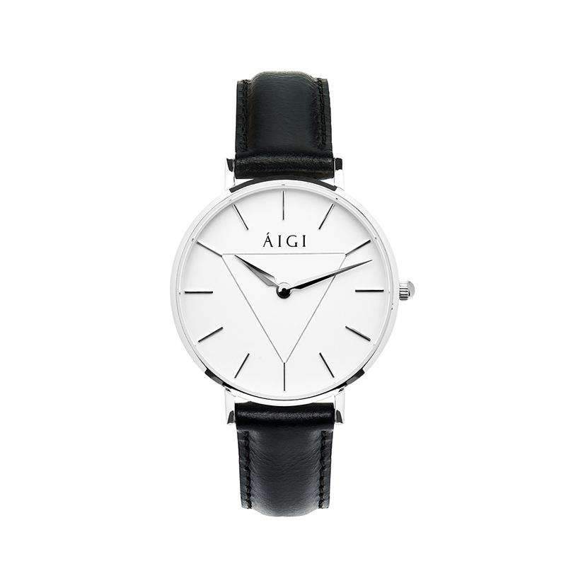 GLACIER 32MM PETITE - SORT SKINN dameklokke fra norsk klokkemerke AIGI