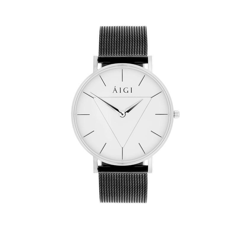 GLACIER 36MM - SORT MESH dameklokke fra norsk klokkemerke AIGI