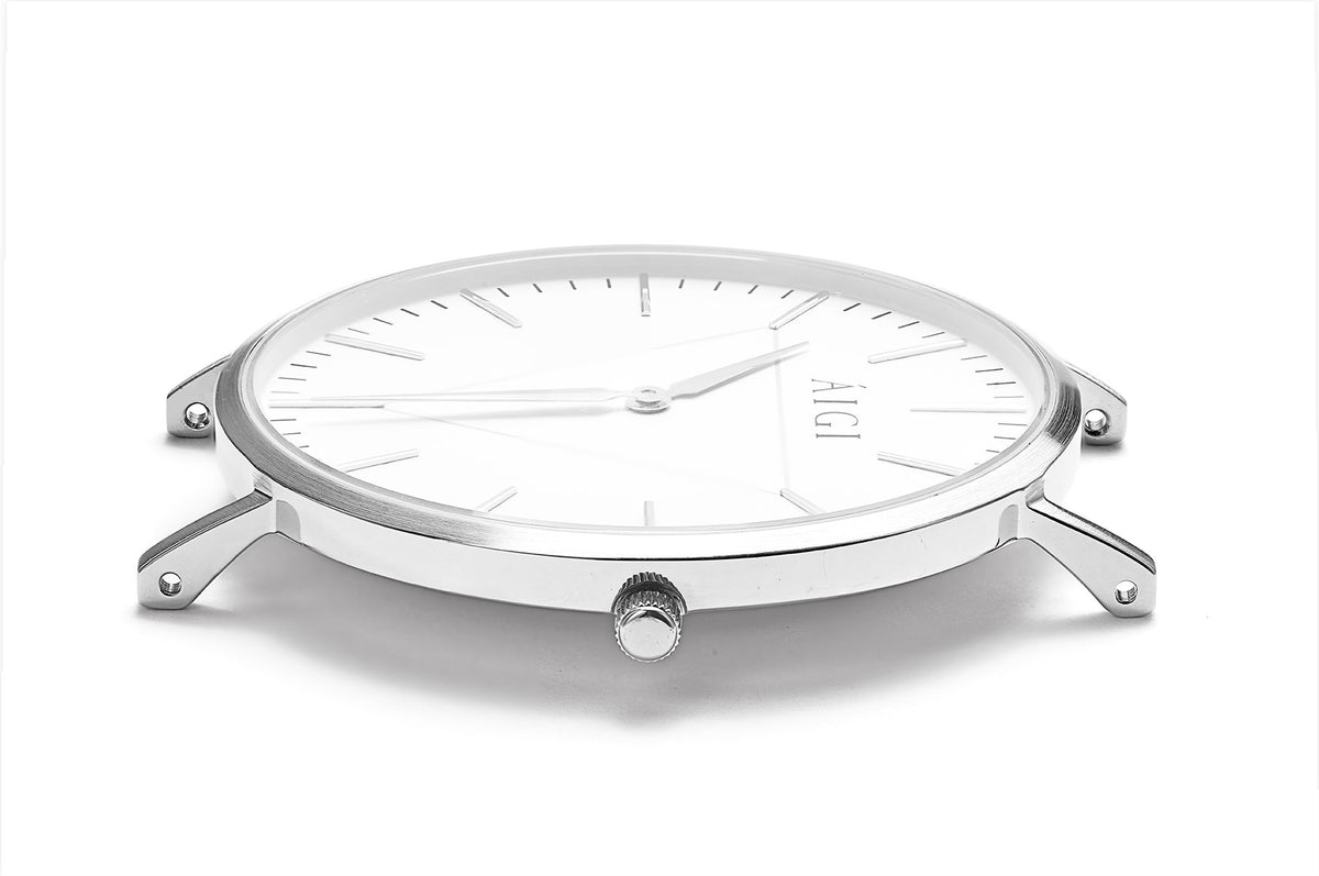 GLACIER 40MM - BRUN SKINN herreklokke fra norsk klokkemerke AIGI