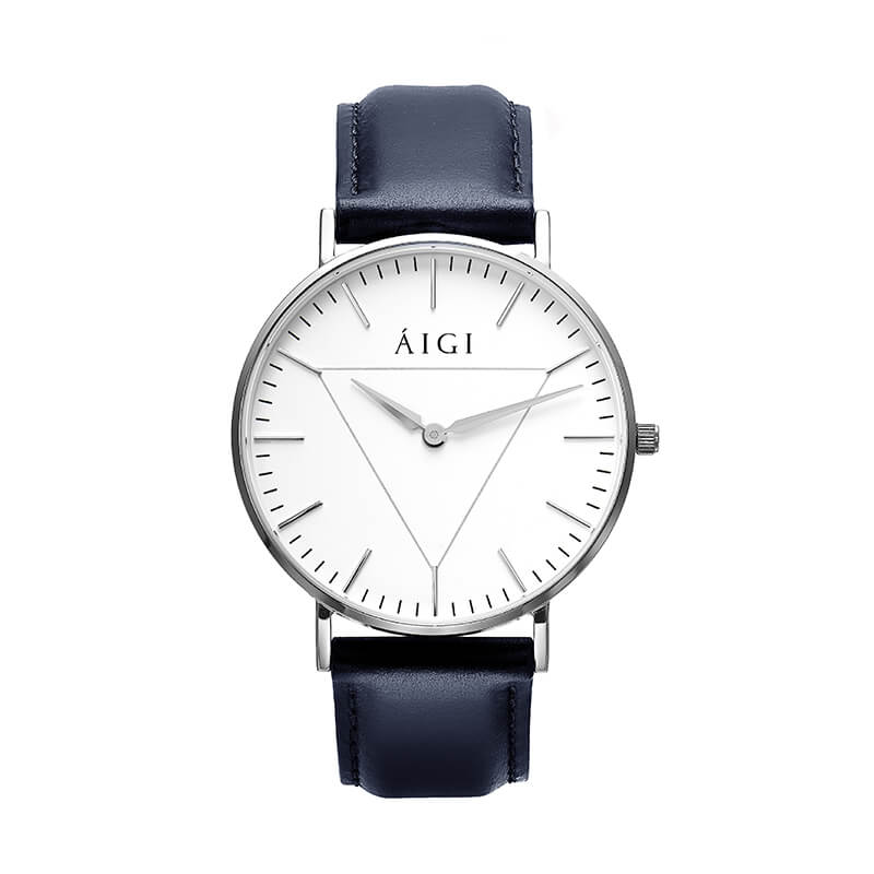 GLACIER 40MM - NAVY SKINN herreklokke fra norsk klokkemerke AIGI