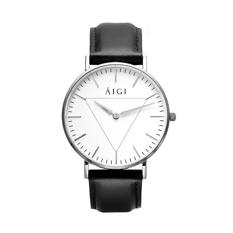 GLACIER 40MM - SORT SKINN herreklokke fra norsk klokkemerke AIGI