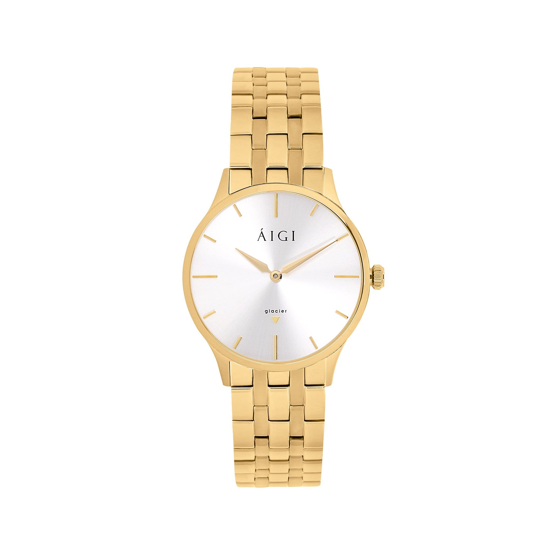 GLACIER GOLD 36MM - LENKE GULL dameklokke fra norsk klokkemerke AIGI