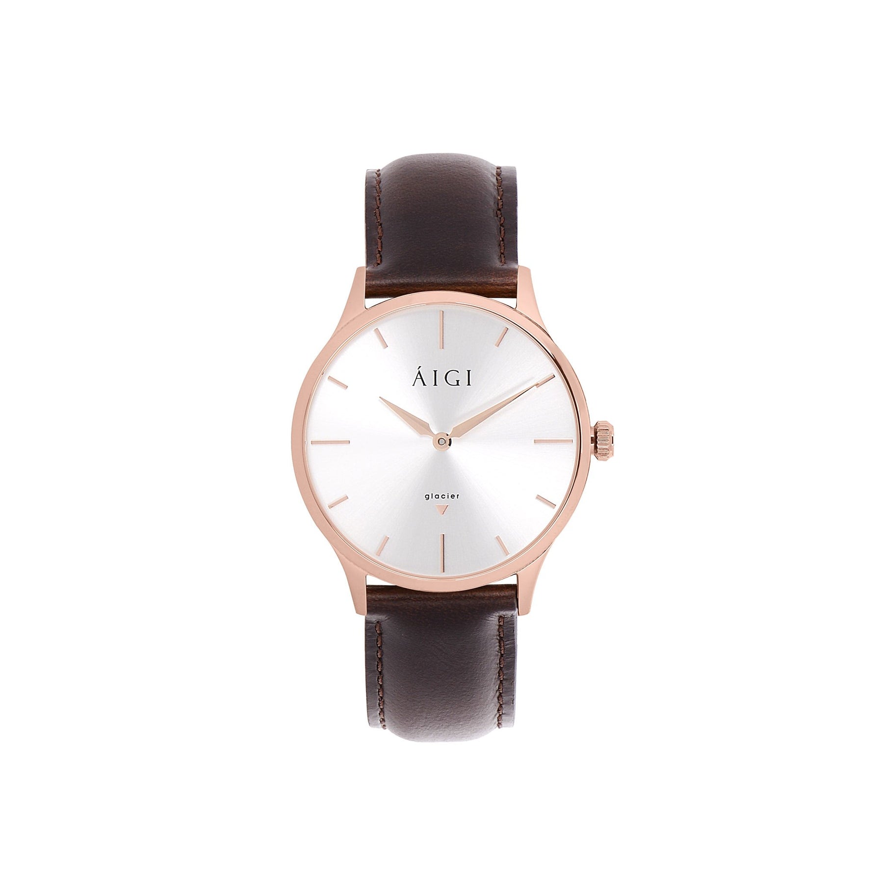 GLACIER ROSE 36MM - BRUN SKINN dameklokke fra norsk klokkemerke AIGI