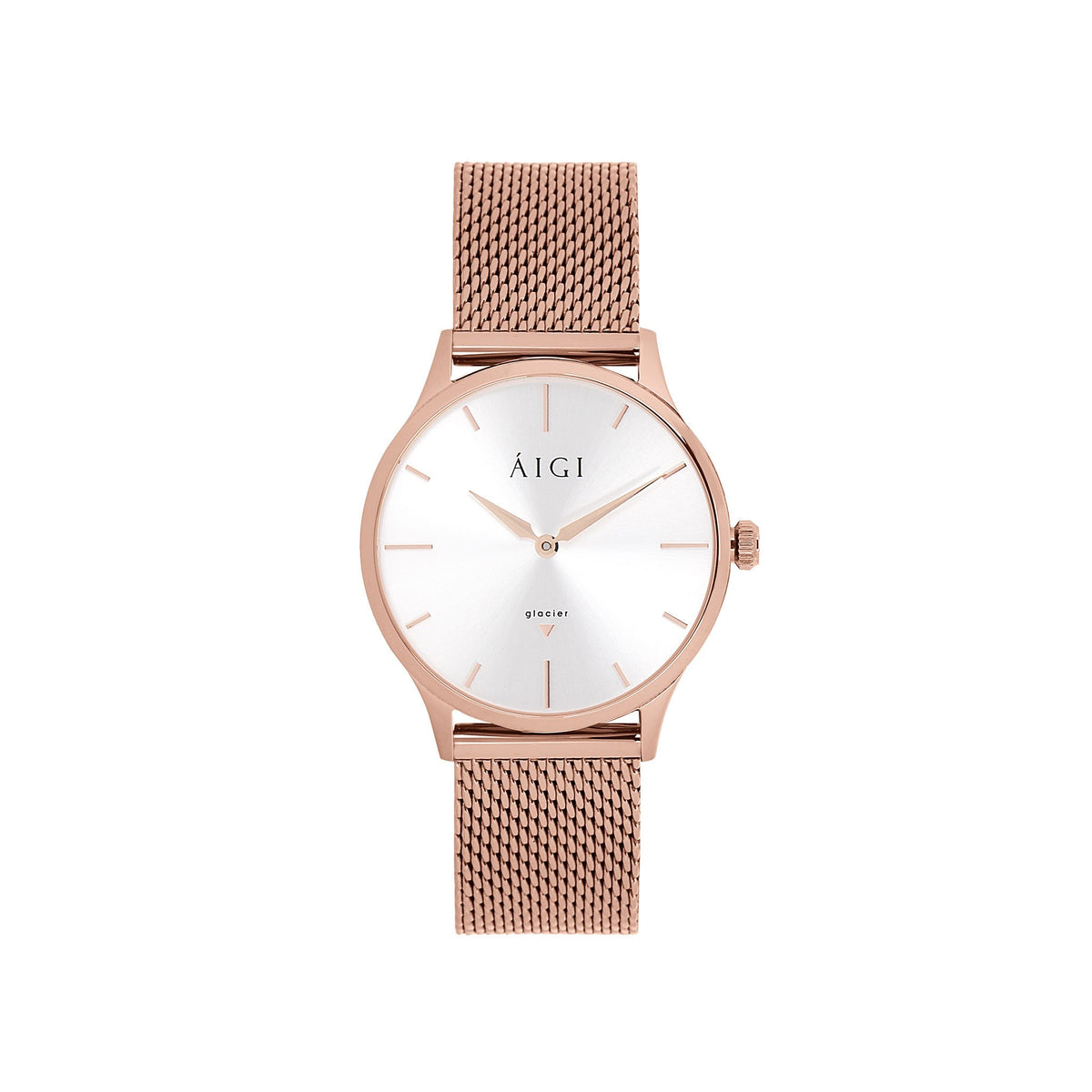 GLACIER ROSE 36MM - MESH dameklokke fra norsk klokkemerke AIGI