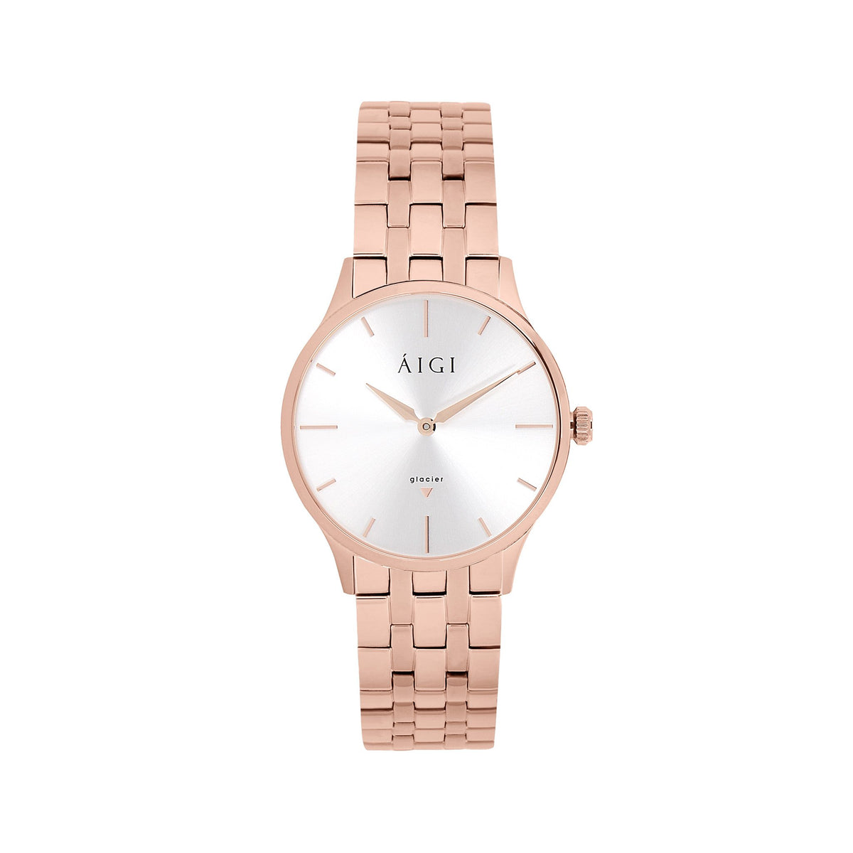 GLACIER ROSE 36MM - ROSÉ LENKE dameklokke fra norsk klokkemerke AIGI
