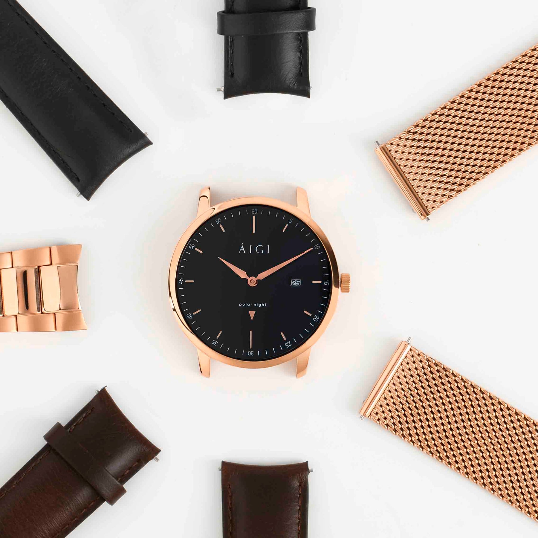 AIGI Morketid 40MM Herreklokke med ulike reimkombinasjoner