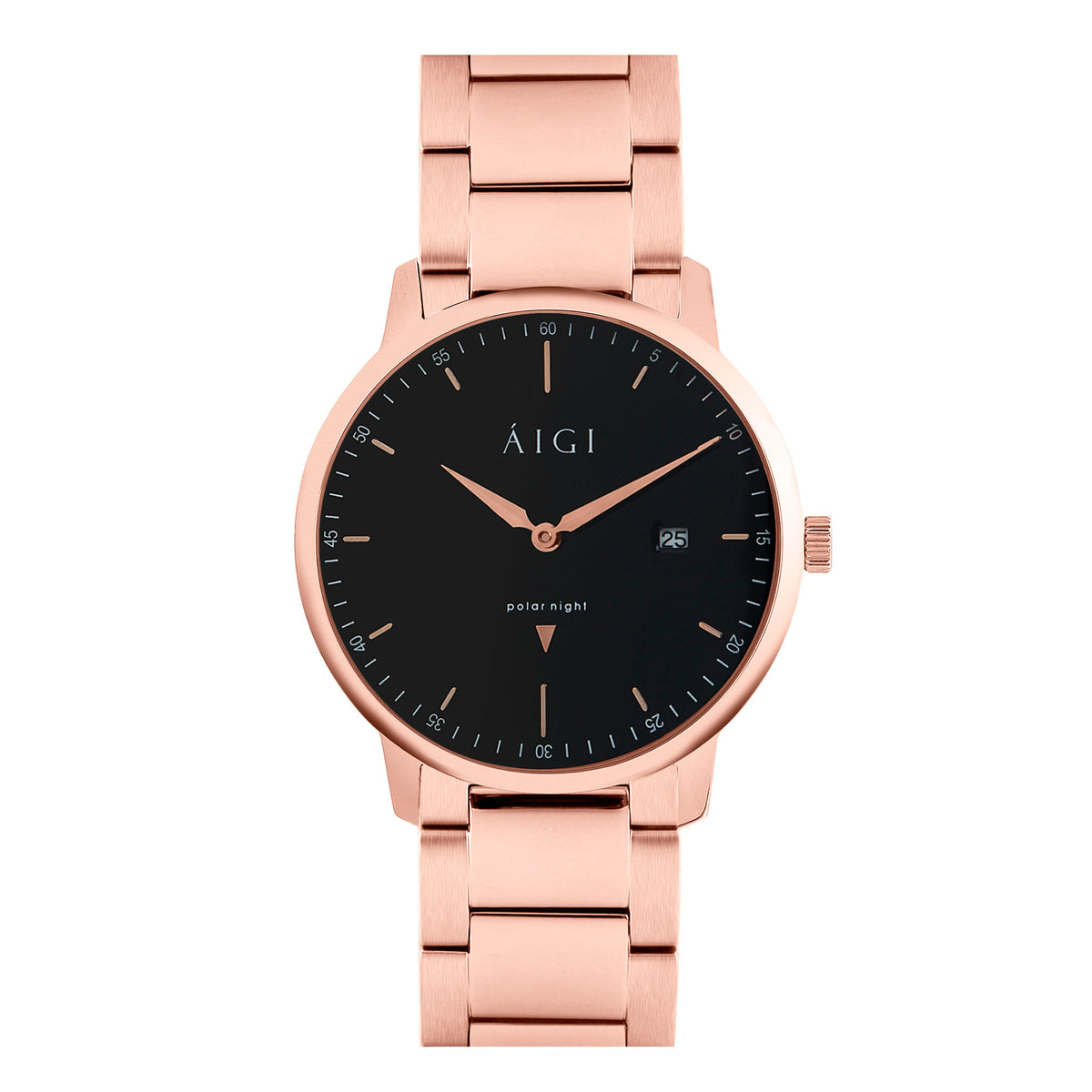 AIGI Morketid 40MM Herreklokke med rosegull lenke